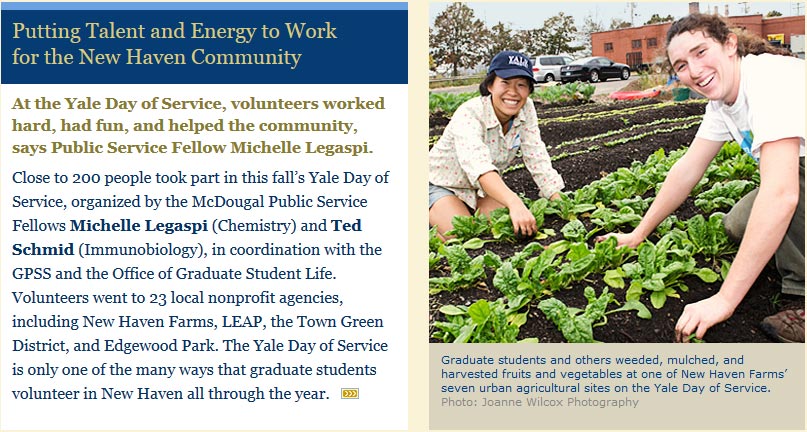 Yale GSAS Newsletter mentions New Haven Farms
